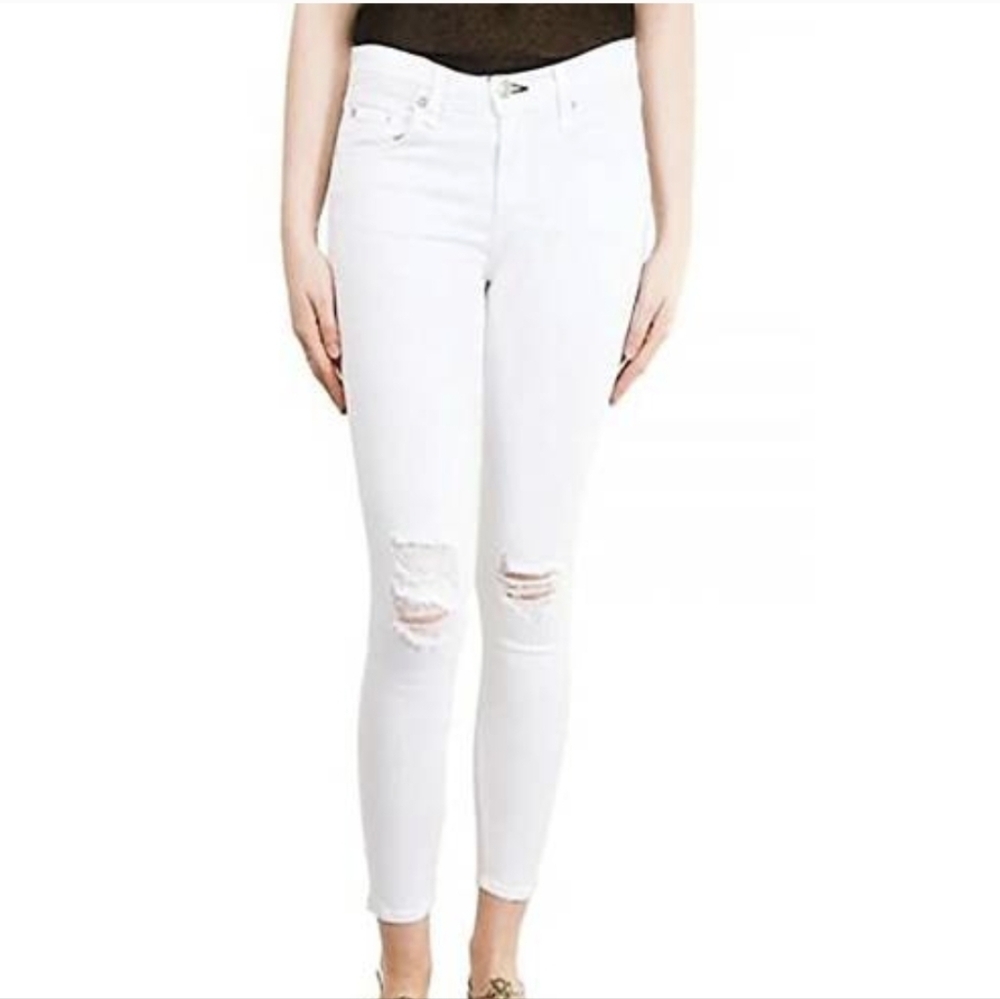 RAG & BONE skinny Jeans 25 Intermix High Rise Distressed White Denim